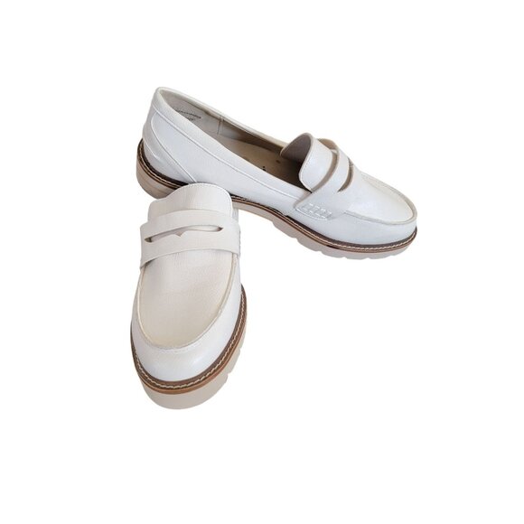 Anne Klein White Leather Penny Loafers Womens Size 10 Cushioned Sole Stylish Eve - Picture 2 of 7